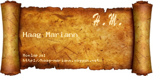 Haag Mariann névjegykártya